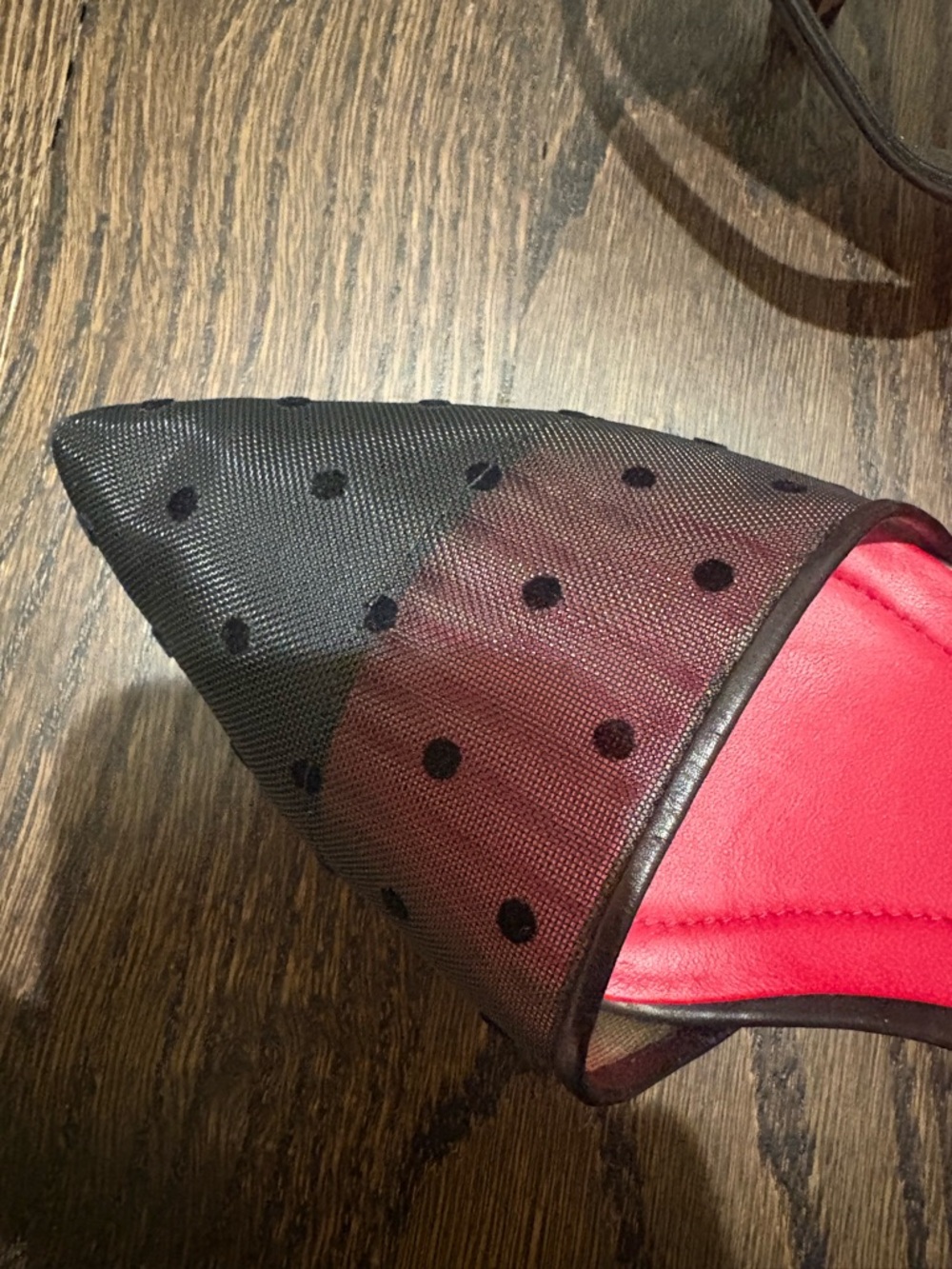 Diane von Furstenberg Sheer Polka Dot Pointed Toe Mules – Red/Black – Size 7.5 - Picture 3 of 5
